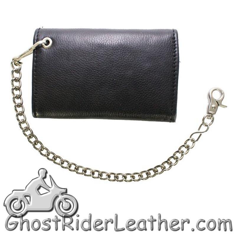 Leather Chain Wallet - Black - Naked - Trifold With Snaps - AC52-11-DL - Image 3