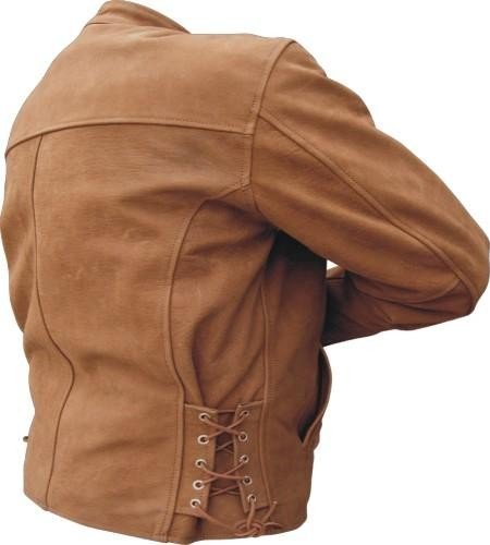Men's Classic Style Brown Leather Motorcycle Jacket With Free Gloves- Up To Size 60 - SKU AL2015-AL - Image 2