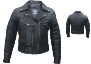 Ladies Pistol Pete Vented Motorcycle Leather Jacket - SKU AL2144-AL