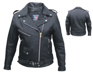 Ladies Classic Biker Full Cut Jacket in Naked Leather - SKU AL2146-AL