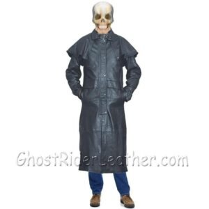 Leather Duster - Men's - Western Long Coat - Tough Rugged Style - AL2603-AL
