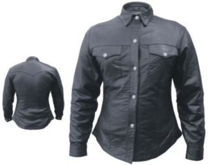 Leather Shirt - Women's - Snap Closure - Lambskin - AL2680-AL
