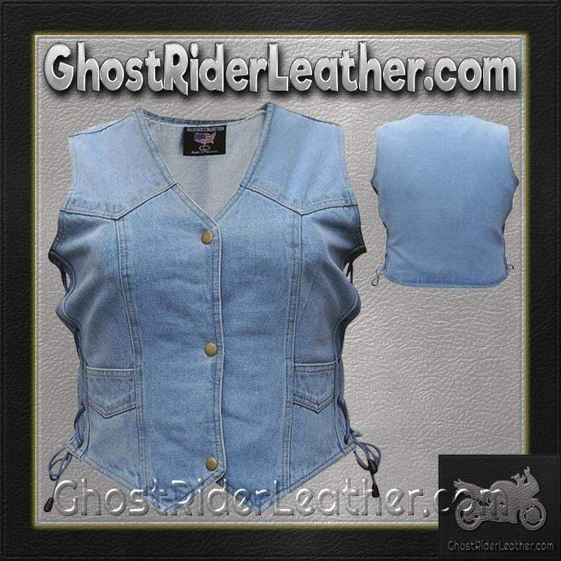 Denim Vest - Women's - Blue - Side Laces - Gun Pockets - AL2980-AL - Image 10