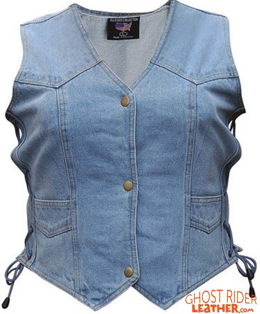 Denim Vest - Women's - Blue - Side Laces - Gun Pockets - AL2980-AL - Image 8