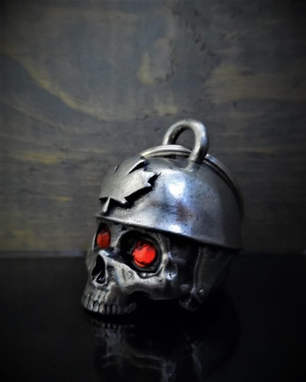 Canadian Helmet Skull Diamond - Pewter - Motorcycle Gremlin Bell - Made In USA - SKU BB71-DS - Image 2