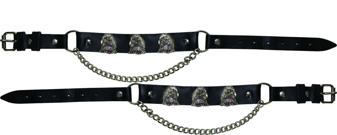 Pair of Biker Boot Chains - Eagle With USA Flag - Motorcycle - BC15-DL