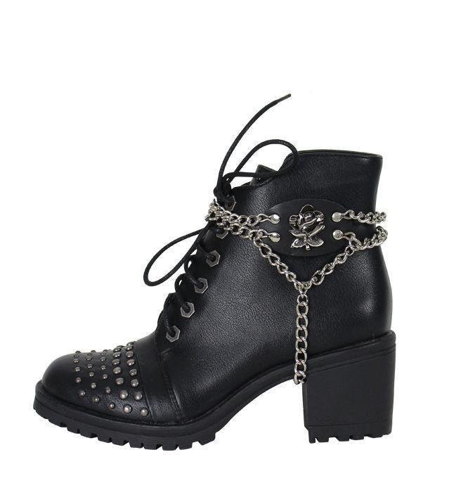 Pair of Women's Biker Boot Chains - Chrome Rose - BCN102-DL - Image 3