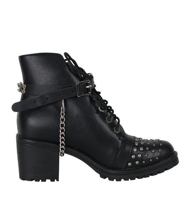 Pair of Women's Biker Boot Chains - Heart With Red Rose - BCN109-DL - Image 2