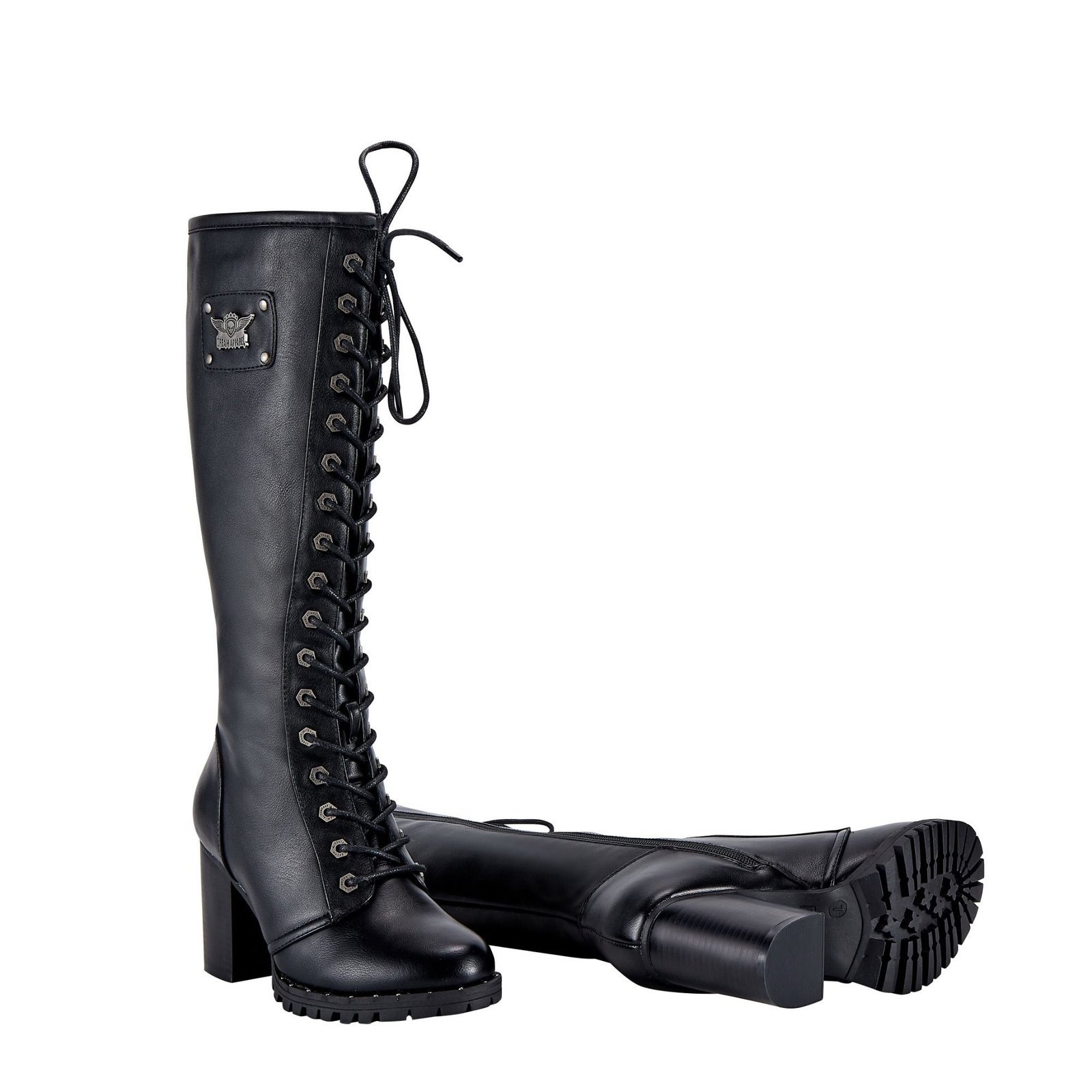 Motorcycle Boots - Women's - Knee High - Chunky Heel and Zipper - BTL7006-DL - Image 4