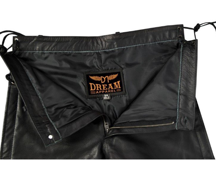 Leather Chap Pants - Men's - Side Zipper - Motorcycle - C1002-88-DL - Image 4