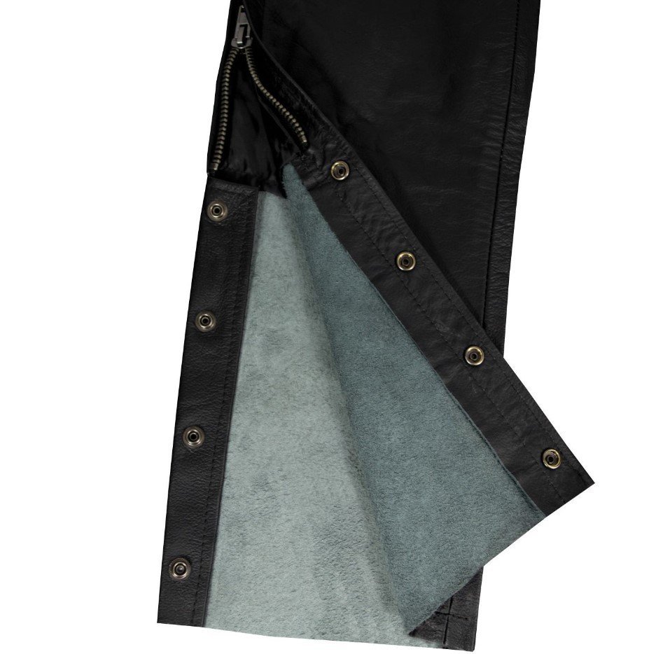 Leather Chap Pants - Men's - Side Zipper - Motorcycle - C1002-88-DL - Image 8