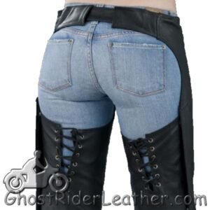 Low Rise Leather Chaps - Women's - Premium Naked Leather - C1003-DL
