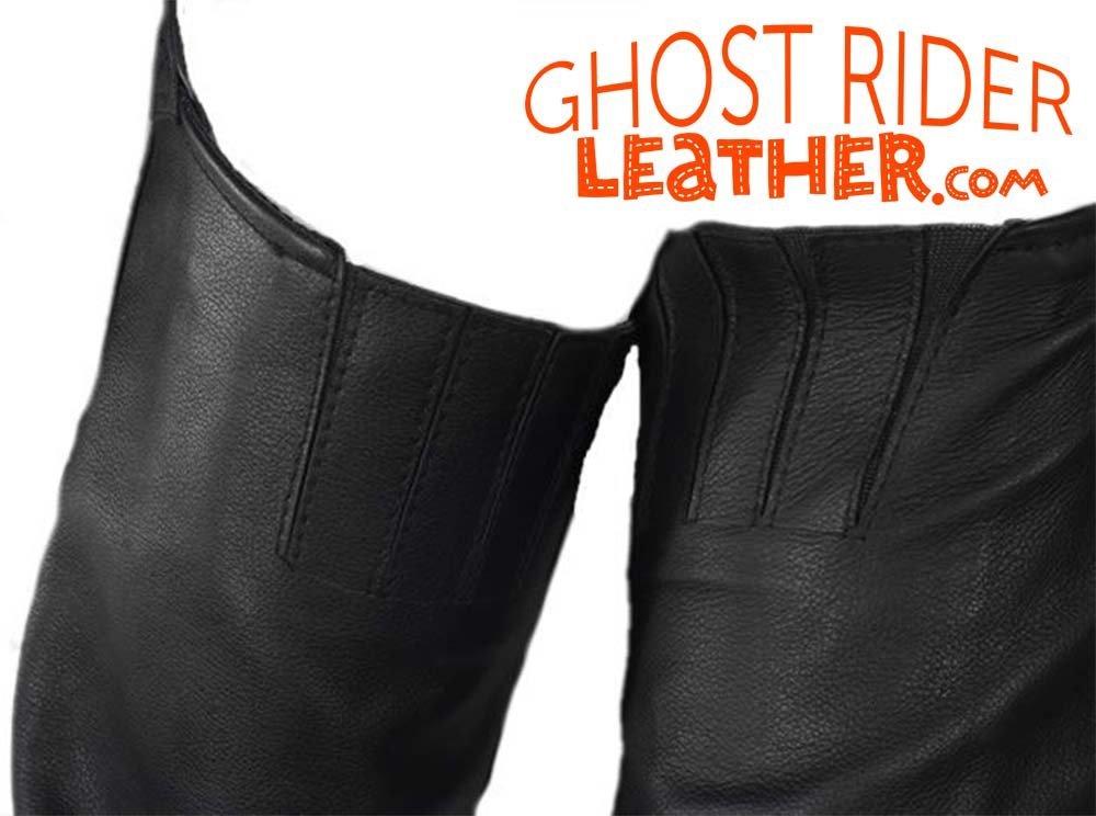 Leather Motorcycle Chaps - Women's - Sling Style No Belt - C1006-11-DL - Image 2
