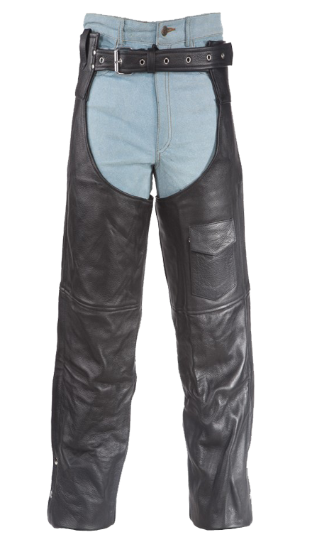 Leather Chaps - Men or Women - Plain - Motorcycle - Biker - C325-04-DL