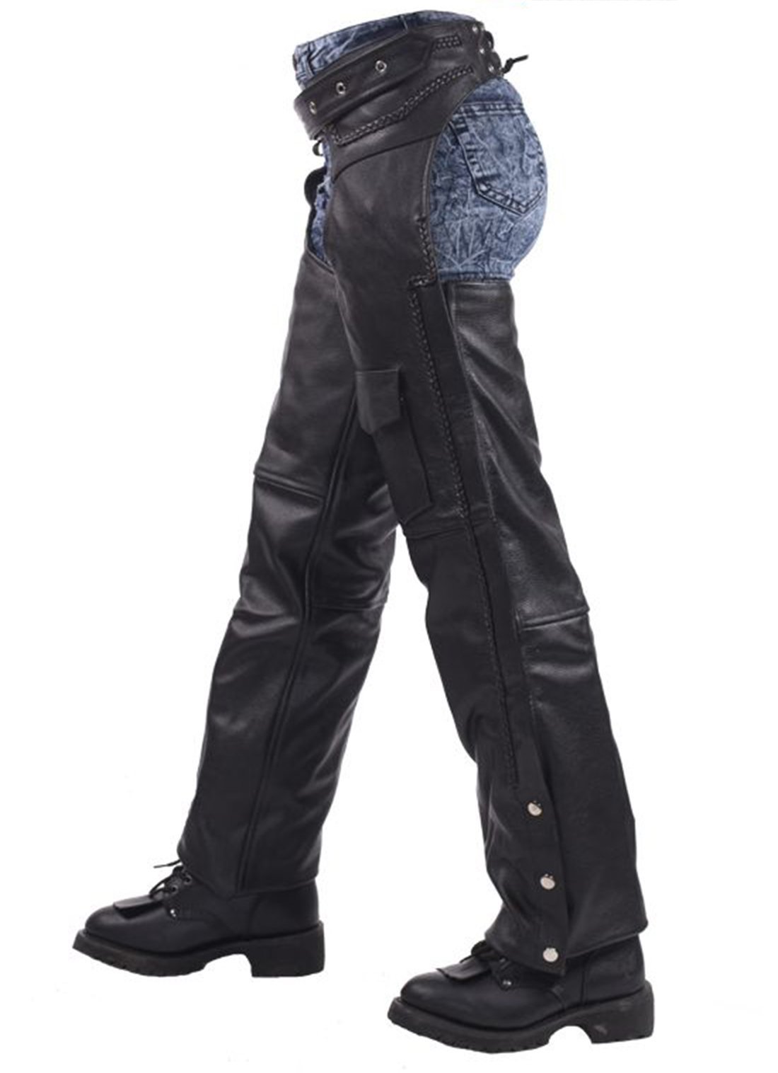 Leather Motorcycle Chaps - Braid Design - Men or Women - C326-01-CN-DL - Image 2