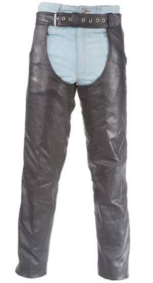 Biker Leather Chaps - Thigh Stretch - Men or Women - C332-01-DL