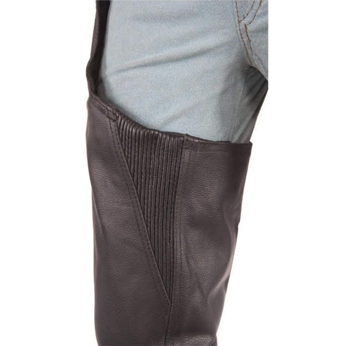 Braided Leather Motorcycle Chaps - Unisex - Stretch Thigh - C336-04-DL - Image 7