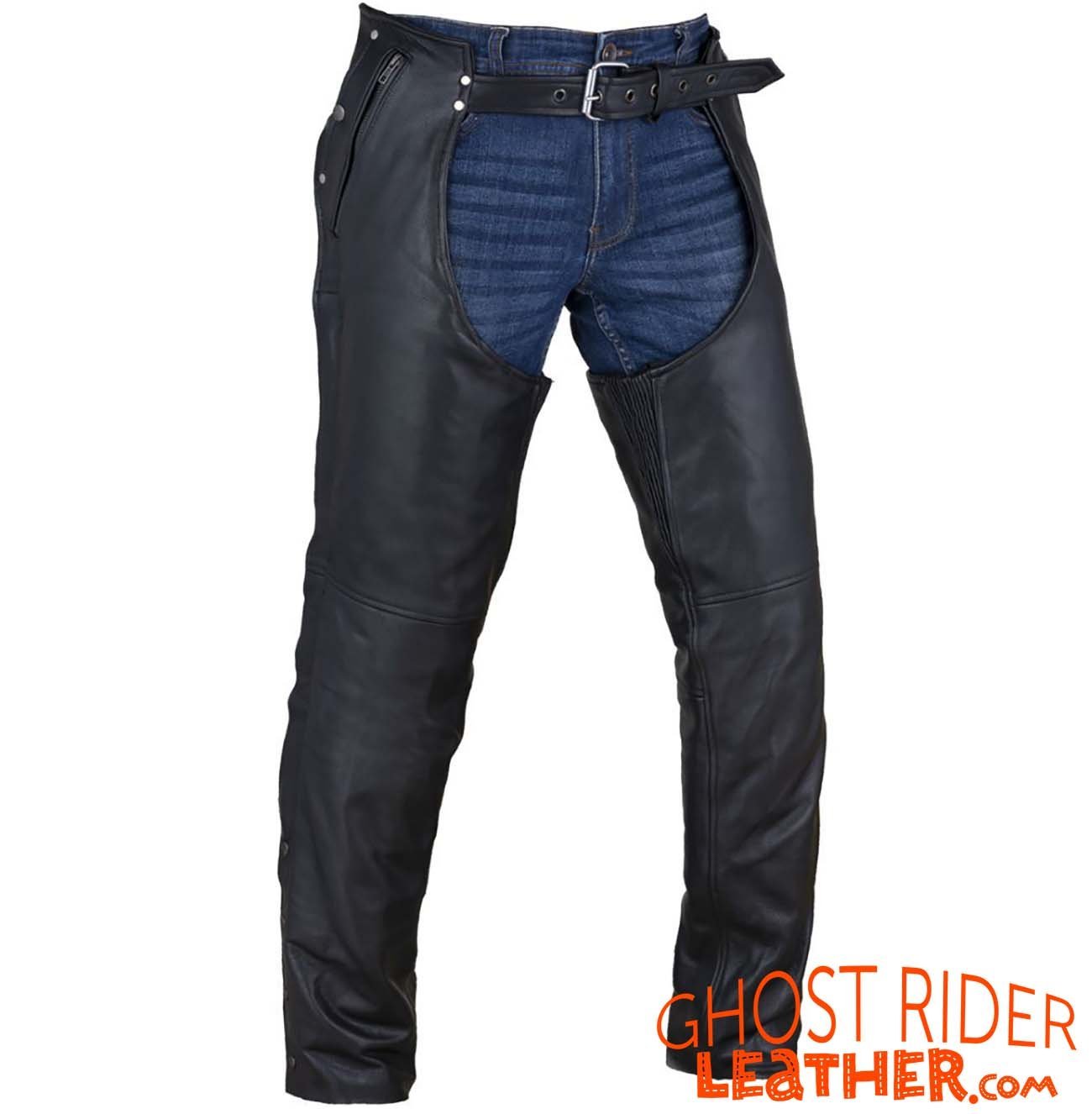 Leather Chaps - Men's or Women's - Removable Liner - Premium Naked Leather - C4334-11-DL - Image 4