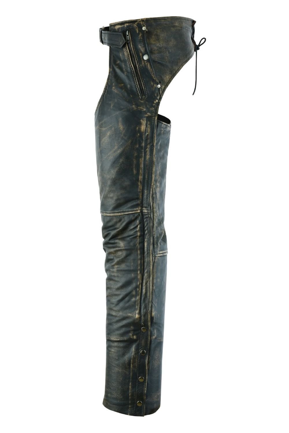 Leather Motorcycle Chaps - Men's - Up To 8XL - Distressed Brown - C4334-12N-DL - Image 4