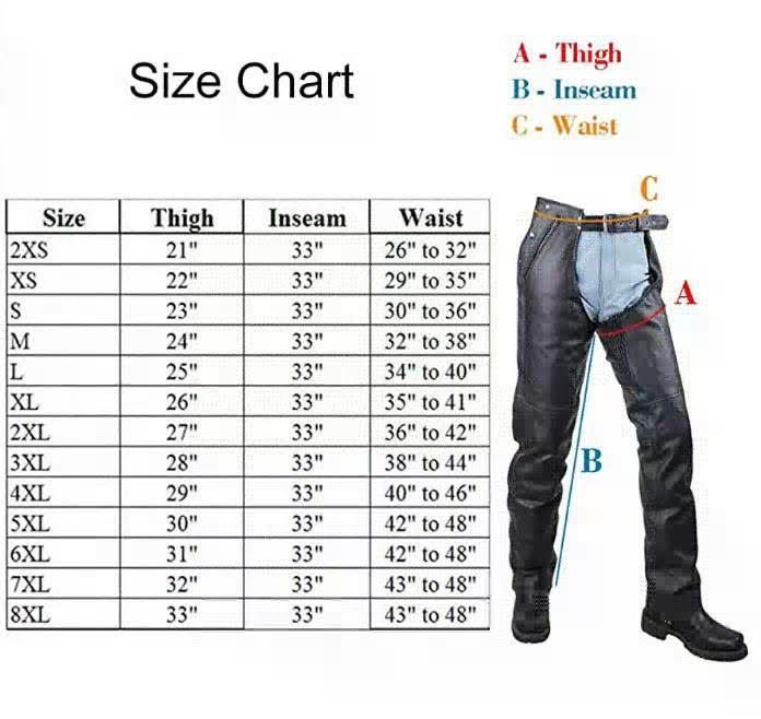Leather Motorcycle Chaps - Men's - Up To 8XL - Distressed Brown - C4334-12N-DL - Image 3