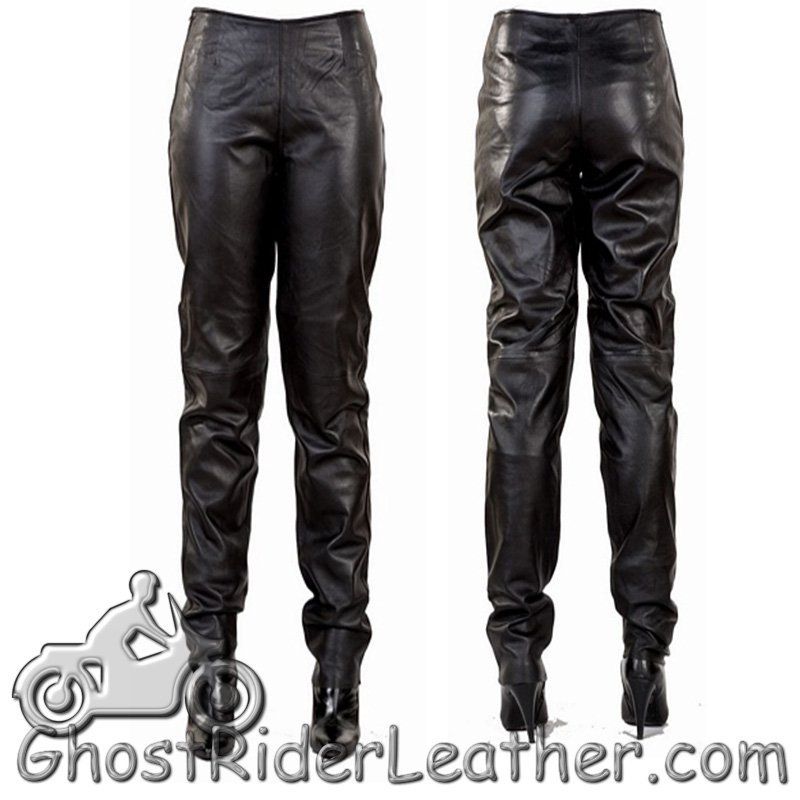 Leather Pants - Women's - Hip Hugger - Straight Legs - C503-DL - Image 3