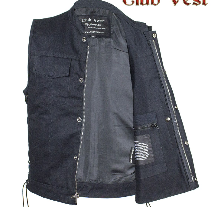 Denim Motorcycle Club Vest - Men's - Up To Size 60 - Big and Tall - CL-MV9320-ZIP-BD-DL - Image 4