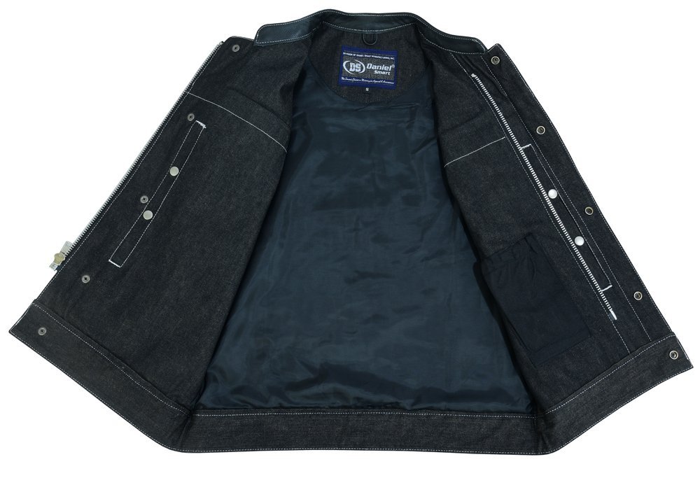 Denim and Leather Motorcycle Combo Vest - Men's - Upgraded Gun Pockets - Up To 10XL - DM900-DS - Image 8