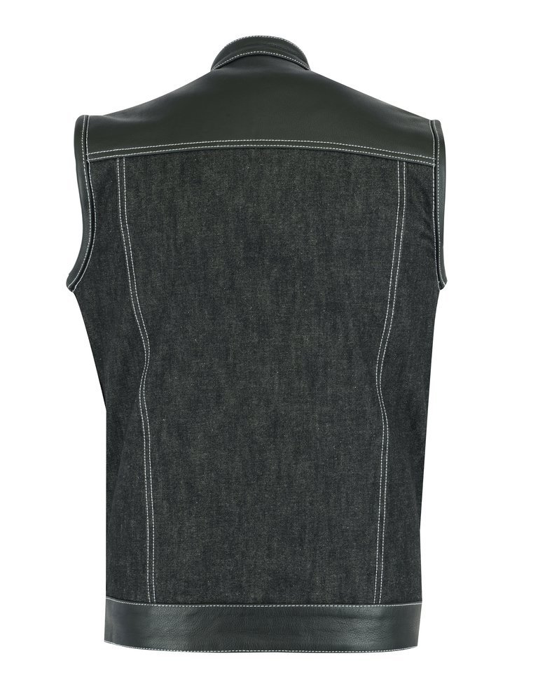 Denim and Leather Motorcycle Combo Vest - Men's - Upgraded Gun Pockets - Up To 10XL - DM900-DS - Image 10