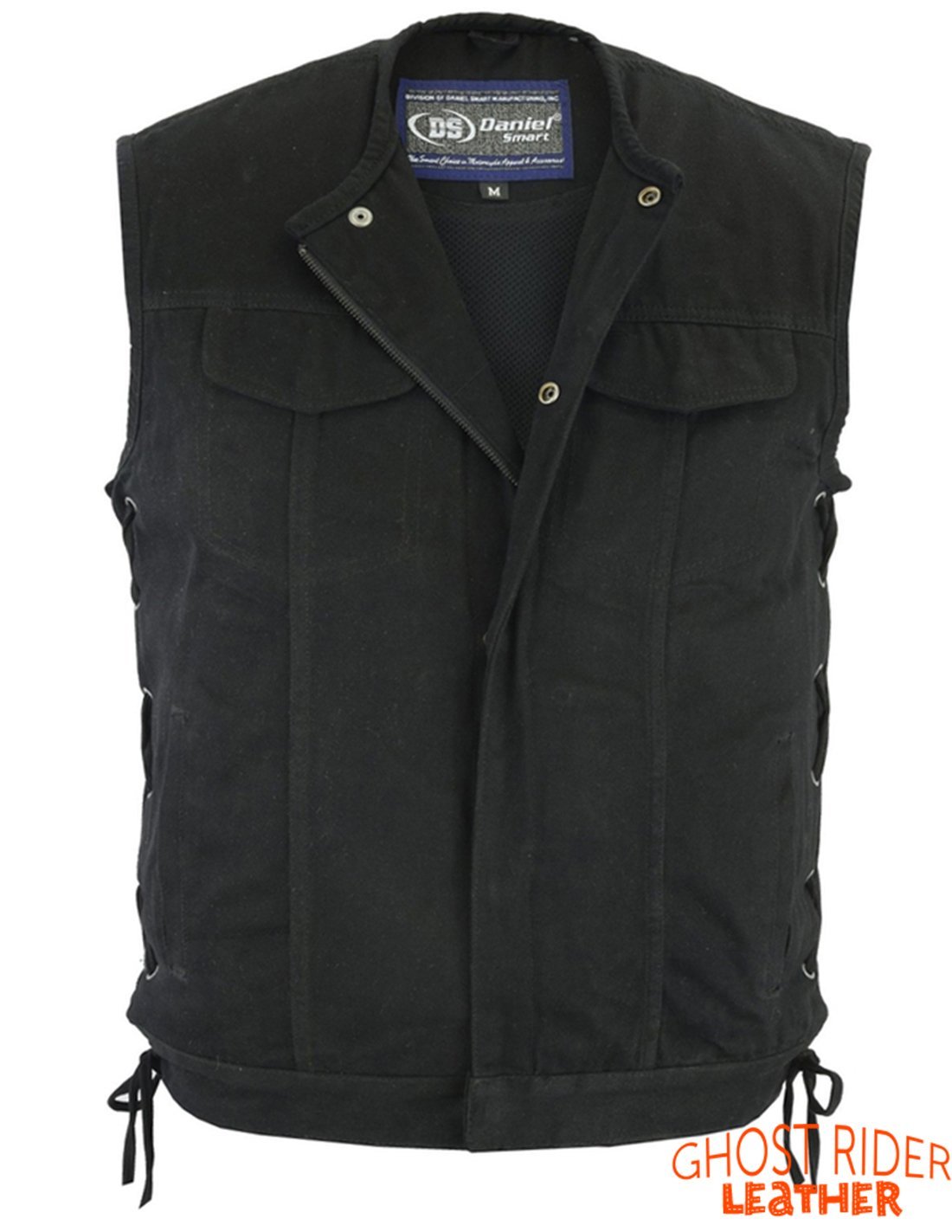 Denim Motorcycle Vest - Men's - Upgraded Gun Pockets - Up To 12XL - DM978-DS - Image 3