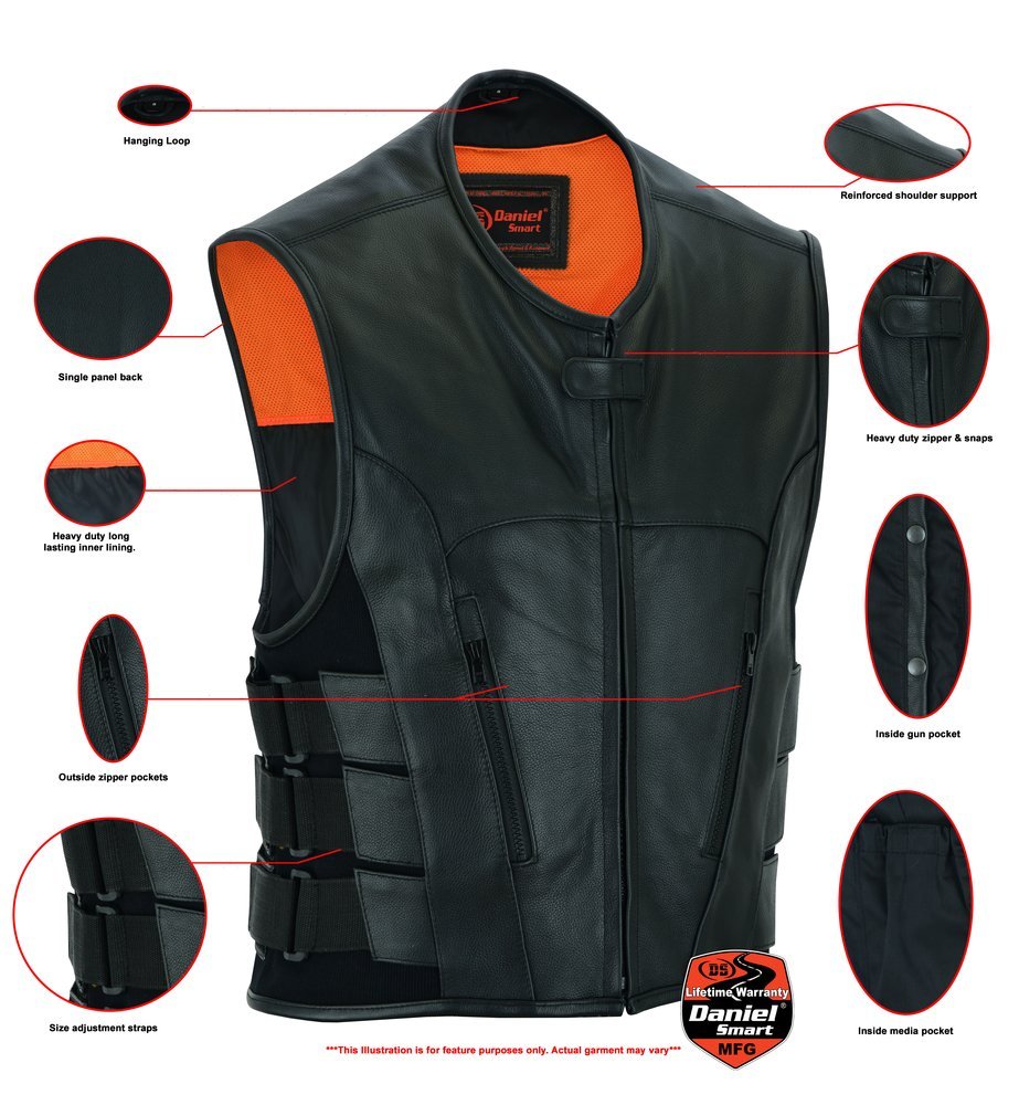 Leather Motorcycle Vest - Men's - Updated SWAT Team - Up To 8XL - Silent Strike - RC007-RC - Image 4