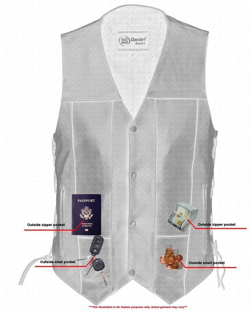 Leather Motorcycle Vest - Men's - 10 Pockets - Utility - Up To 8XL - Line Ranger - RC100-RC - Image 8