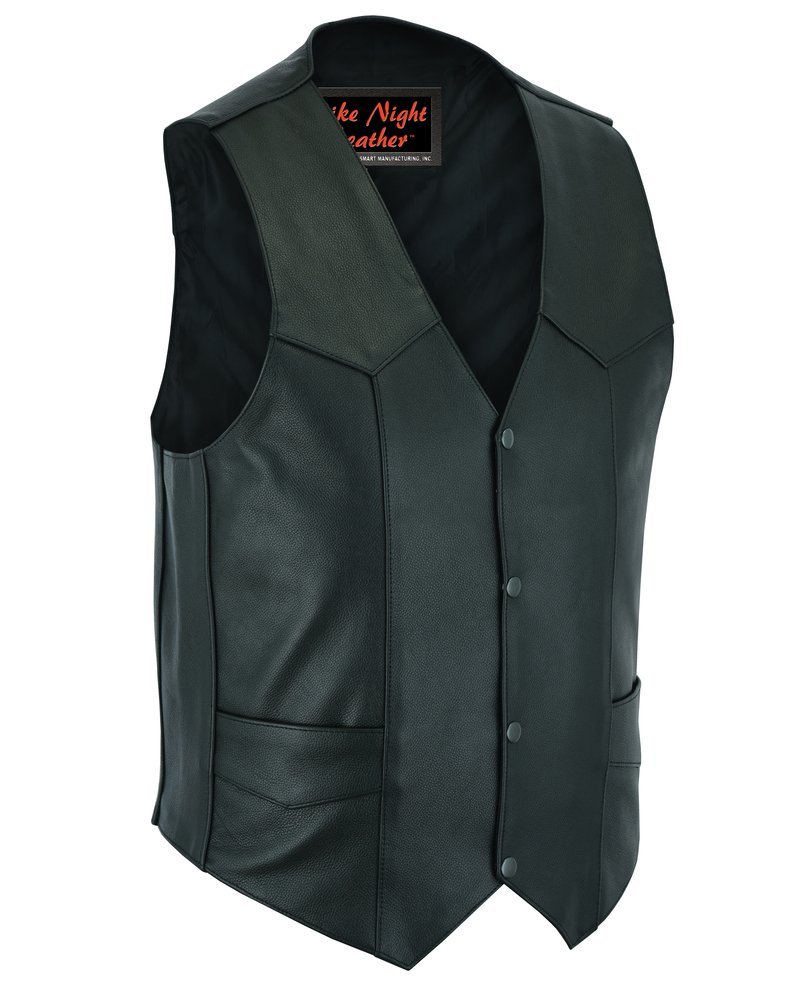 Leather Motorcycle Vest - Men's - Plain Sides - Up To Size 66 - Quiet Ride - RC104-RC - Image 2