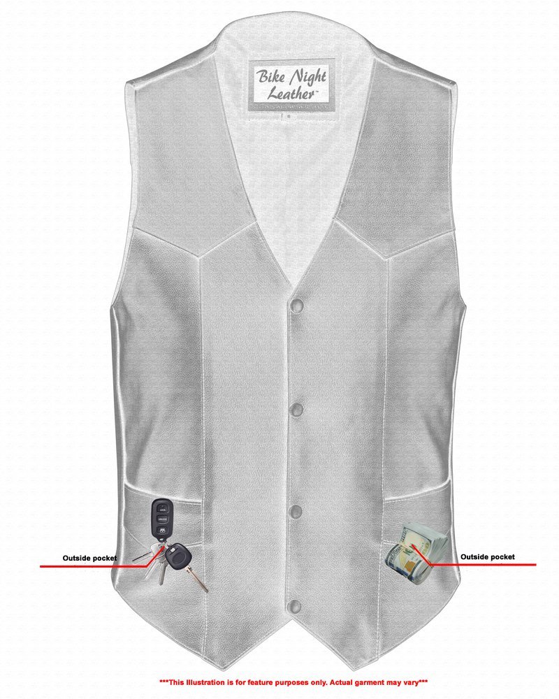 Leather Motorcycle Vest - Men's - Plain Sides - Up To Size 66 - Quiet Ride - RC104-RC - Image 5