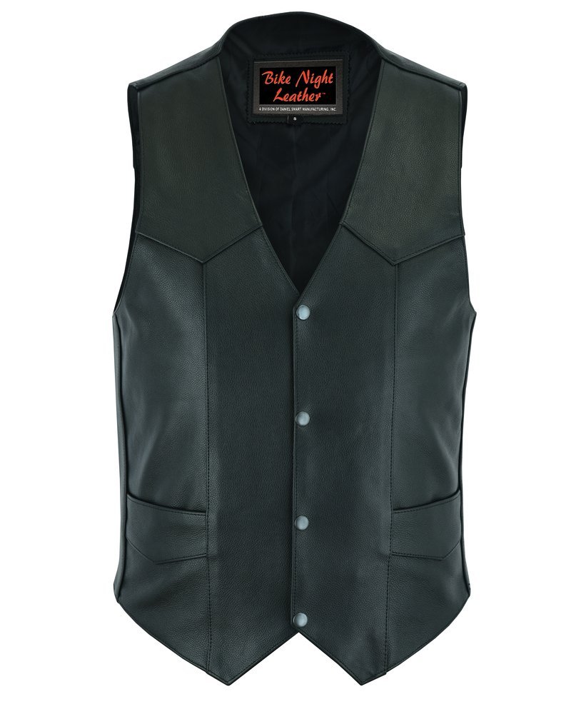 Leather Motorcycle Vest - Men's - Plain Sides - Up To Size 66 - Quiet Ride - RC104-RC - Image 9