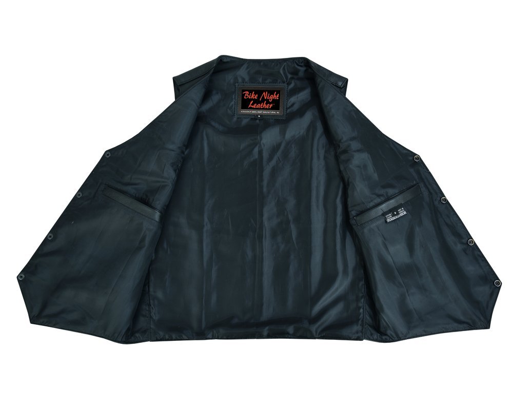 Leather Motorcycle Vest - Men's - Plain Sides - Up To Size 66 - Quiet Ride - RC104-RC - Image 13