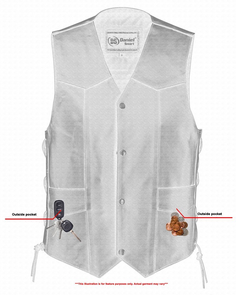 Leather Motorcycle Vest - Men's - Gun Pockets - Up To 9XL - ThunderLace - RC111-RC - Image 6
