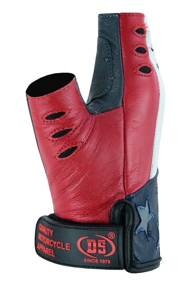 Leather Motorcycle Gloves - Men's - USA Flag - Fingerless - DS1215-DS - Image 4