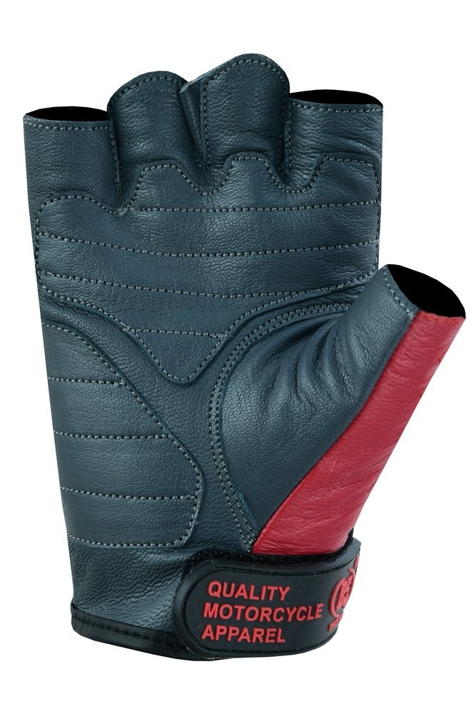 Leather Motorcycle Gloves - Men's - USA Flag - Fingerless - DS1215-DS - Image 6