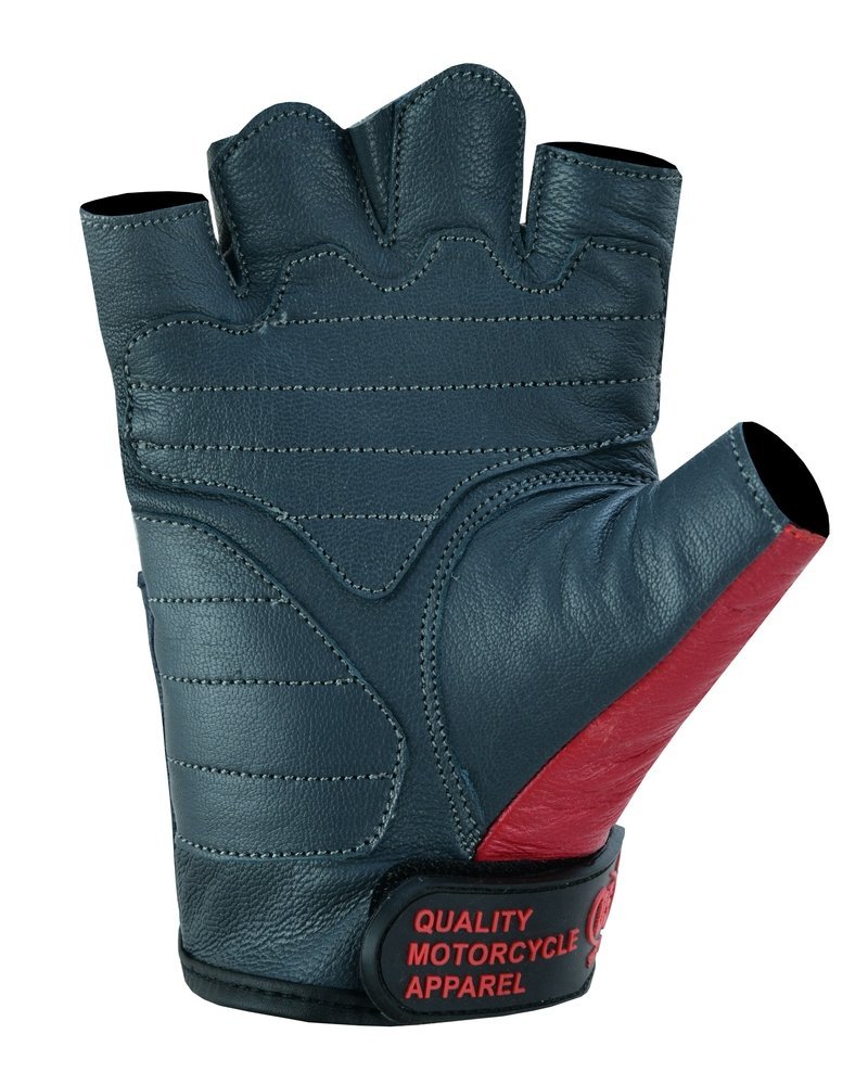 Leather Motorcycle Gloves - Men's - USA Flag - Fingerless - DS1215-DS - Image 7