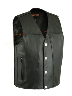 Leather Motorcycle Vest - Men's - Gun Pockets - Buffalo Nickel Snaps - Up To 8XL - Wild Nickel - RC125-RC