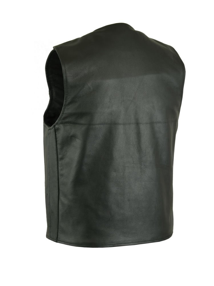 Leather Motorcycle Vest - Men's - Gun Pockets - Buffalo Nickel Snaps - Up To 8XL - Wild Nickel - RC125-RC - Image 3