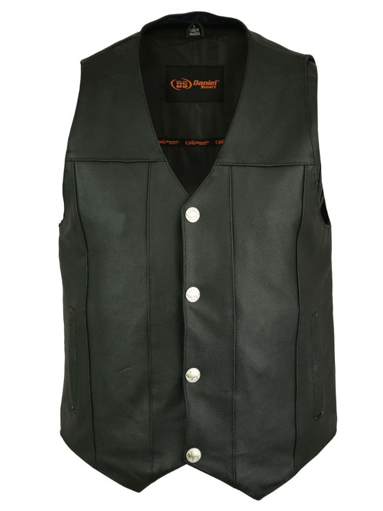 Leather Motorcycle Vest - Men's - Gun Pockets - Buffalo Nickel Snaps - Up To 8XL - SolidRider - RC141-RC - Image 2