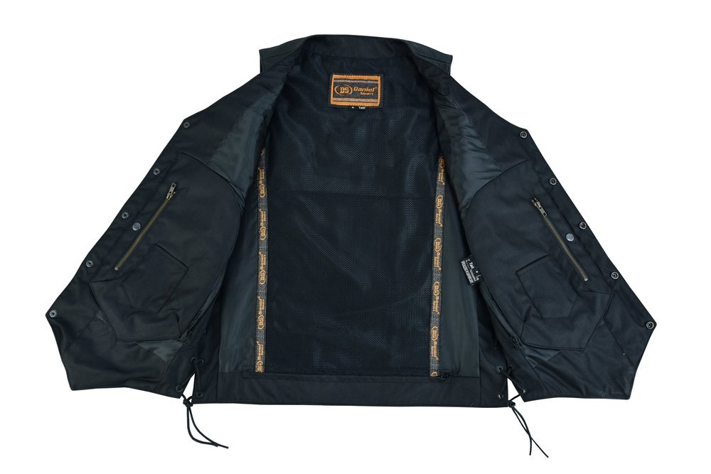 Leather Motorcycle Vest - Men's Tall - Up To Size 5XL - Side Laces - 10 Pocket - Big and Tall - GearGuard - RC144-TALL-RC - Image 11