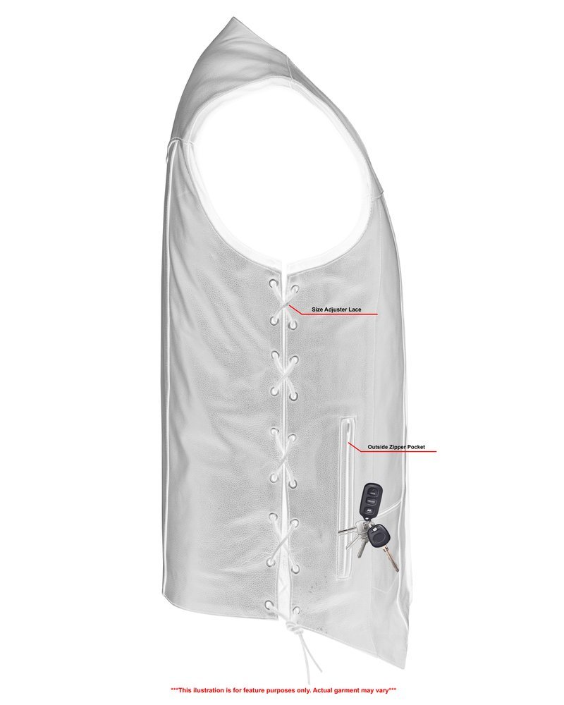 Leather Motorcycle Vest - Men's Tall - Up To Size 5XL - Side Laces - 10 Pocket - Big and Tall - GearGuard - RC144-TALL-RC - Image 18