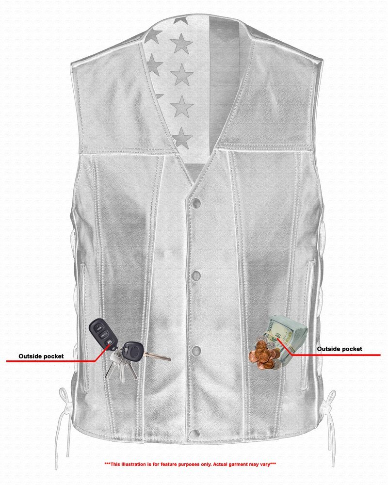 Leather Motorcycle Vest - Men's - Honor Ride - USA Flag Liner - Up To 8XL - Tribute - RC156-RC - Image 10
