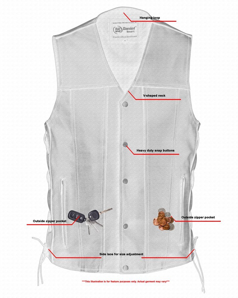 Leather Motorcycle Vest - Men's -Up To Size 8XL - Tapered Bottom - Big and Tall - Curated - RC161-TALL-RC - Image 6