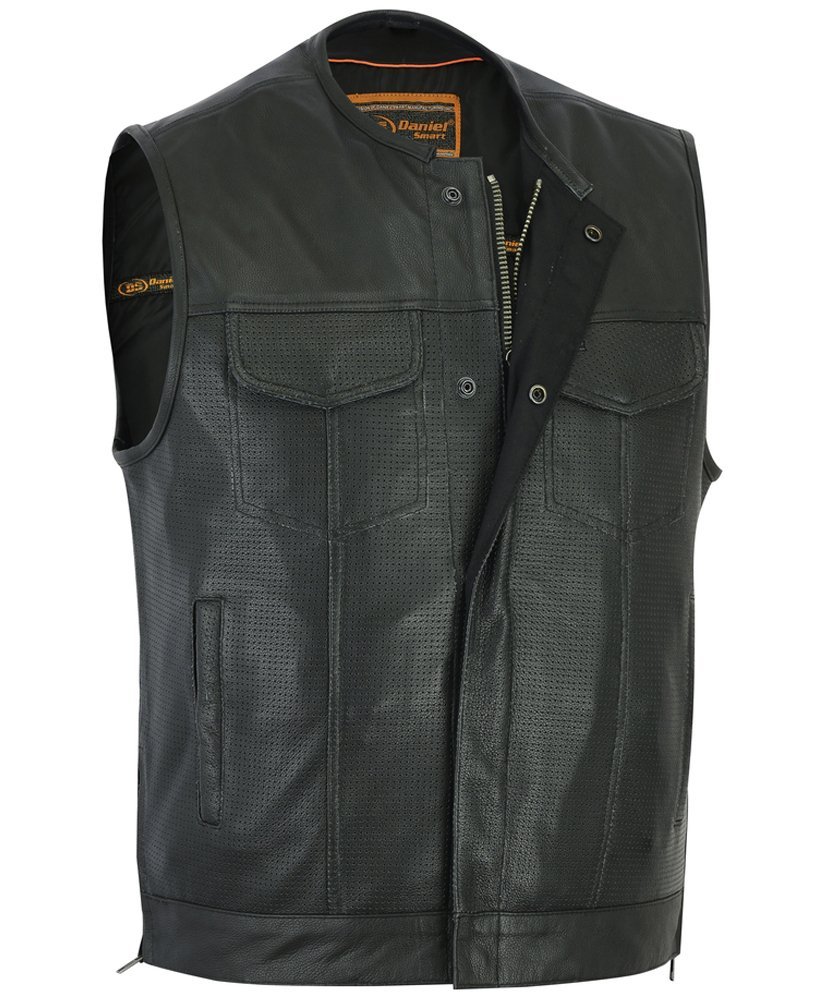 Leather Motorcycle Vest - Men's - Perforated - Club - Up To 8XL - Cool Edge - RC183-RC