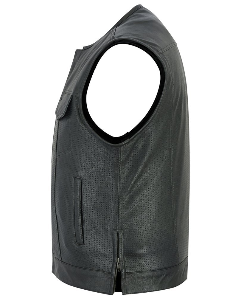 Leather Motorcycle Vest - Men's - Perforated - Club - Up To 8XL - Cool Edge - RC183-RC - Image 3