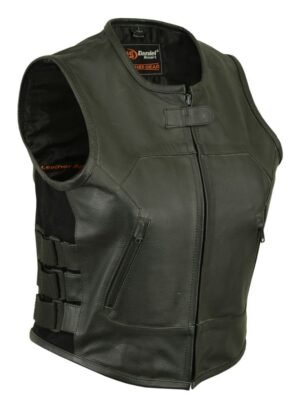 Leather Vest - Women's - Updated SWAT Team - Motorcycle - DS200-DS