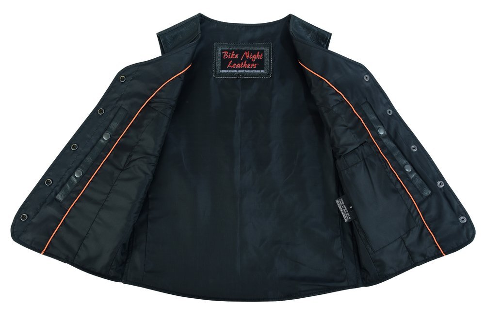 Leather Vest - Women's - Longer Body - Plain Sides - Gun Pockets - DS204-DS - Image 7